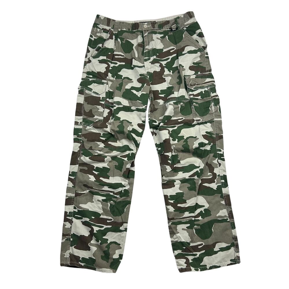 Vintage Plugg Jeans Camo Cargo Pants Mens 38x34 Y2K Baggy Skater Utility Green